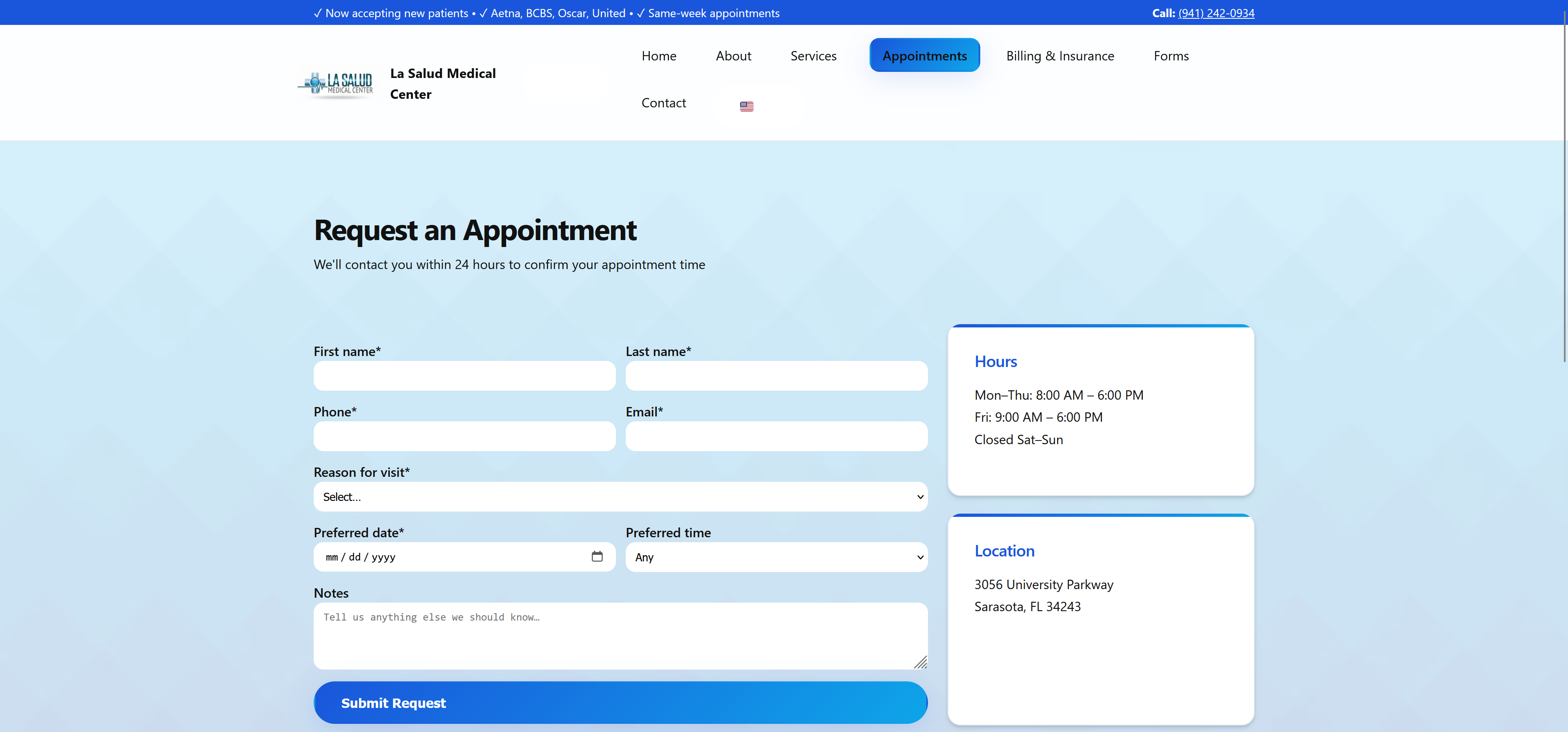 La Salud Website — Appointment System