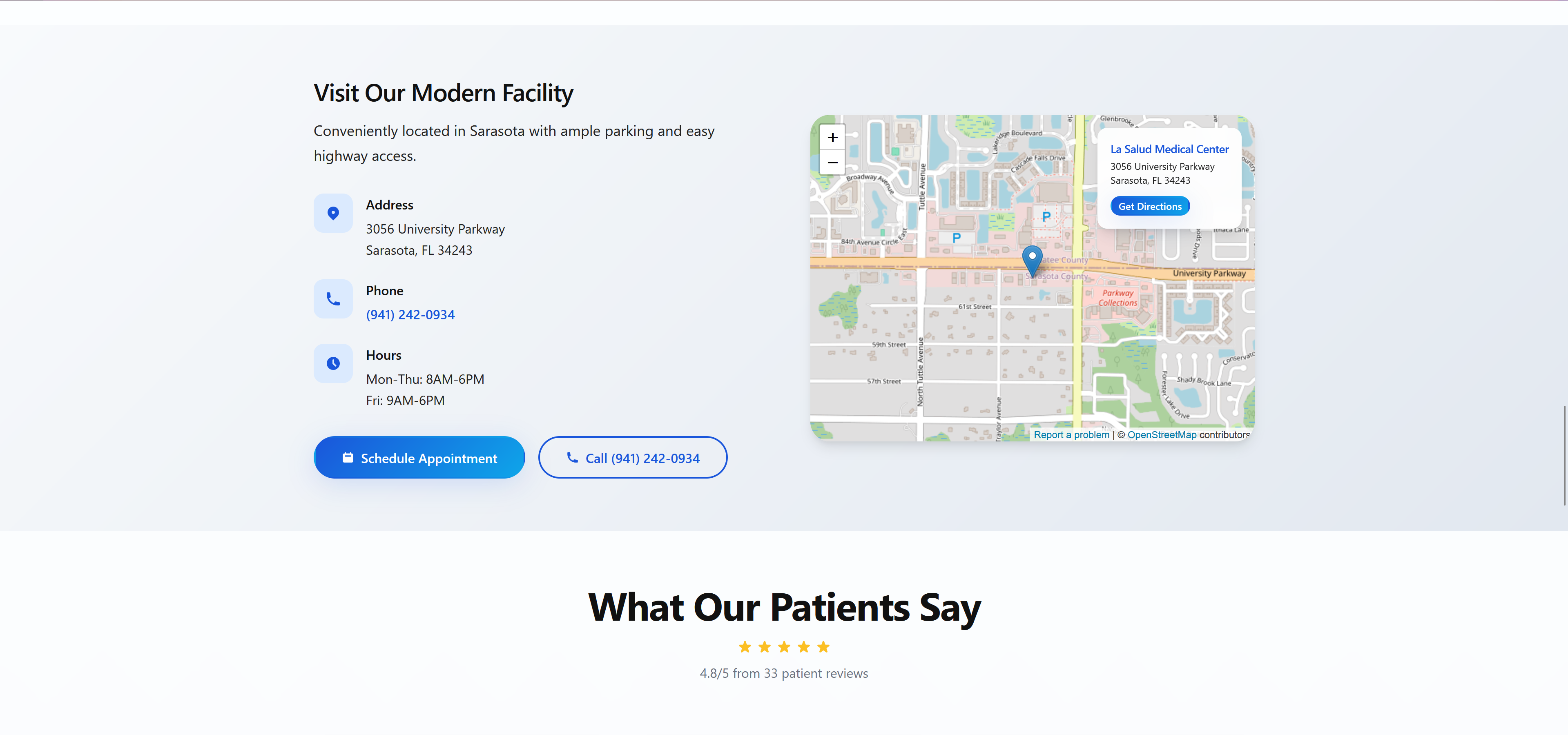 La Salud Website — Location Map